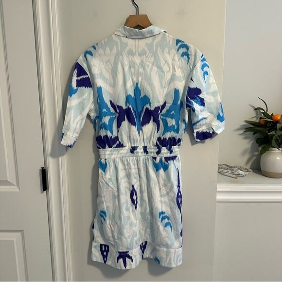 Tuckernuck Sheridan French Blue Ikat Print Mini Dress Small - Picture 6 of 11